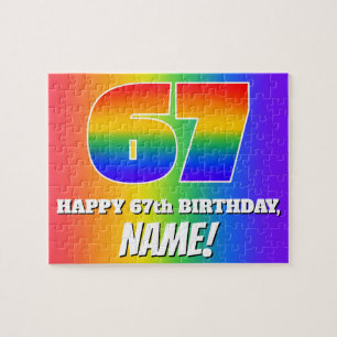 Puzzle 67e anniversaire — Motif Rainbow multicolore "67"