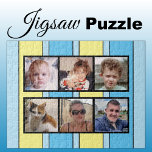 Puzzle 6 photo collage bleu jaune rayures<br><div class="desc">Jetez ensemble des souvenirs avec notre puzzle personnalisé de 6 photos ! Parfait pour les soirées de jeux en famille ou les cadeaux sincères, ce puzzle vous permet de présenter six de vos photos préférées de manière amusante et interactive. Fabriquée avec des matériaux de haute qualité, la finition brillante et...</div>