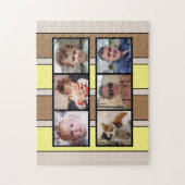 Puzzle 6 photo collage brun rayures jaunes (Vertical)