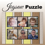 Puzzle 6 photo collage brun rayures jaunes<br><div class="desc">Jetez ensemble des souvenirs avec notre puzzle personnalisé de 6 photos ! Parfait pour les soirées de jeux en famille ou les cadeaux sincères, ce puzzle vous permet de présenter six de vos photos préférées de manière amusante et interactive. Fabriquée avec des matériaux de haute qualité, la finition brillante et...</div>