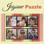 Puzzle 6 photo collage orange rayures jaune<br><div class="desc">Jetez ensemble des souvenirs avec notre puzzle personnalisé de 6 photos ! Parfait pour les soirées de jeux en famille ou les cadeaux sincères, ce puzzle vous permet de présenter six de vos photos préférées de manière amusante et interactive. Fabriquée avec des matériaux de haute qualité, la finition brillante et...</div>