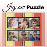 Puzzle 6 photo collage orange rayures jaune<br><div class="desc">Jetez ensemble des souvenirs avec notre puzzle personnalisé de 6 photos ! Parfait pour les soirées de jeux en famille ou les cadeaux sincères, ce puzzle vous permet de présenter six de vos photos préférées de manière amusante et interactive. Fabriquée avec des matériaux de haute qualité, la finition brillante et...</div>
