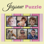 Puzzle 6 photo collage rose jaune rayures<br><div class="desc">Jetez ensemble des souvenirs avec notre puzzle personnalisé de 6 photos ! Parfait pour les soirées de jeux en famille ou les cadeaux sincères, ce puzzle vous permet de présenter six de vos photos préférées de manière amusante et interactive. Fabriquée avec des matériaux de haute qualité, la finition brillante et...</div>