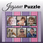 Puzzle 6 photo collage rose violet rayures<br><div class="desc">Jetez ensemble des souvenirs avec notre puzzle personnalisé de 6 photos ! Parfait pour les soirées de jeux en famille ou les cadeaux sincères, ce puzzle vous permet de présenter six de vos photos préférées de manière amusante et interactive. Fabriquée avec des matériaux de haute qualité, la finition brillante et...</div>