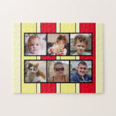 Puzzle 6 photo collage rouge rayures jaunes (Horizontal)