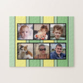 Puzzle 6 photo collage vert jaune rayures (Horizontal)