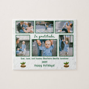 Puzzle 6 Photos Collage Gratitude Vacances d'hiver Blanc