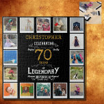 Puzzle 70e anniversaire Black Gold Photo Collage<br><div class="desc">Un élégant puzzle vintage personnalisé de 70e anniversaire qui est facile à customiser mais difficile à compléter pour cette occasion spéciale anniversaire. Créez votre propre puzzle photo unique pour un cadeau spécial de 70e anniversaire. Avec 16 photos personnalisées, le puzzle photo peut être personnalisé avec le nom et tout âge....</div>