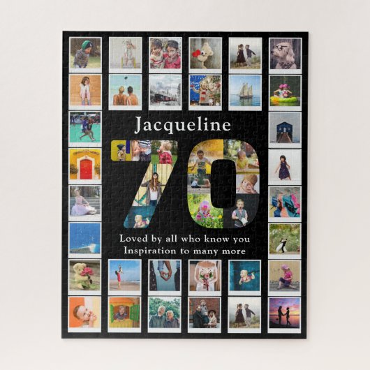 Puzzle 70e anniversaire famille Modèle photo noir (Vertical)