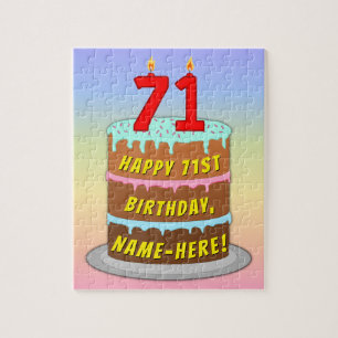 Puzzle 71e anniversaire : Fun Cake and Candles + Nom pers
