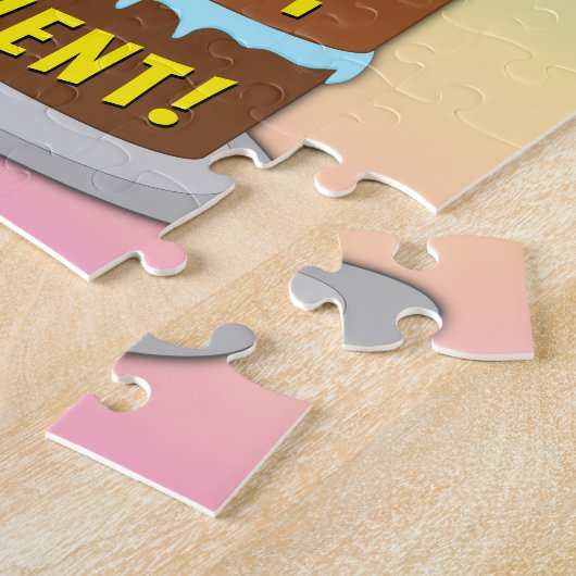 Puzzle 72e anniversaire : Fun Cake and Candles + Nom pers (Côté)