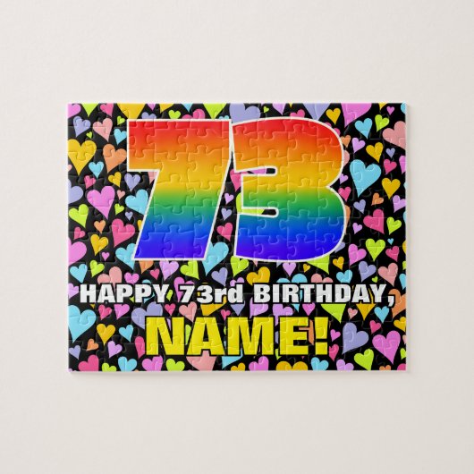 Puzzle 73e anniversaire — Formes de coeur amusantes et ai (Horizontal)