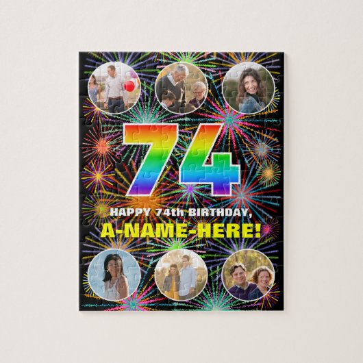 Puzzle 74e anniversaire : Arc en ciel amusant #, Nom pers (Vertical)