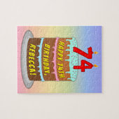 Puzzle 74e anniversaire : Fun Cake and Candles + Nom pers (Horizontal)