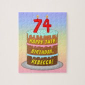 Puzzle 74e anniversaire : Fun Cake and Candles + Nom pers (Vertical)