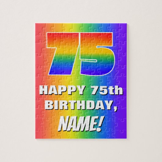 Puzzle 75e anniversaire : coloré, amusant Motif arc-en-ci (Vertical)