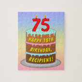 Puzzle 75e anniversaire : Fun Cake and Candles + Nom pers (Vertical)