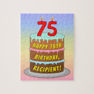 Puzzle 75e anniversaire : Fun Cake and Candles + Nom pers