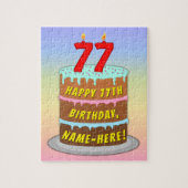 Puzzle 77e anniversaire : Fun Cake and Candles + Nom pers (Vertical)