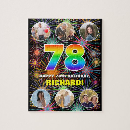 Puzzle 78e anniversaire : Arc en ciel amusant #, Nom pers (Vertical)
