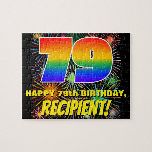 Puzzle 79e anniversaire : Feu d'artifice festif amusant e (Horizontal)