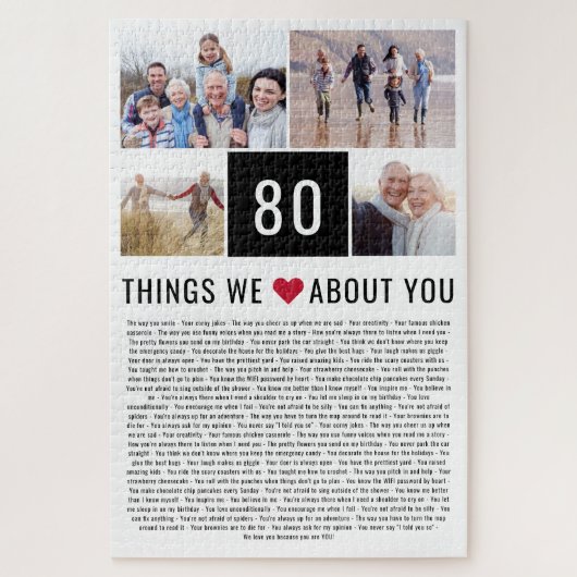 Puzzle 80 Choses Que Nous Aimons De Vous | 80e anniversai (Vertical)