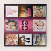 Puzzle 80e anniversaire 80 photo collage femme violet (Horizontal)