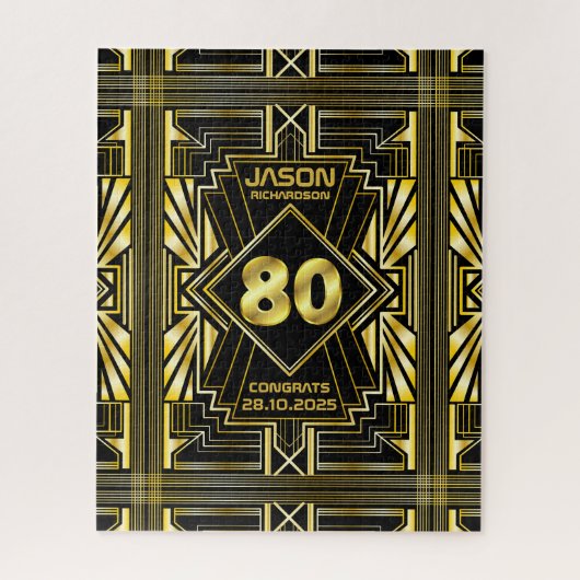 Puzzle 80e anniversaire Art Déco Gold Black Great Gatsby (Vertical)