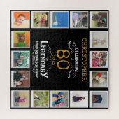 Puzzle 80e anniversaire Black Gold Photo Collage (Horizontal)