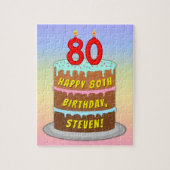Puzzle 80e anniversaire : Fun Cake and Candles + Nom pers (Vertical)