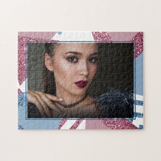 Puzzle 80s Abstrait lunaire | Photo rose et bleu Dusty (Horizontal)