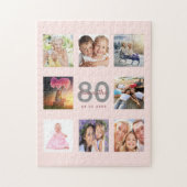 Puzzle 80th birthday custom photo rose gold blush pink (Vertical)