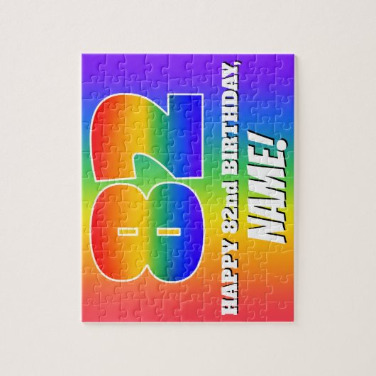 Puzzle 82e anniversaire — Motif Rainbow multicolore "82" (Vertical)