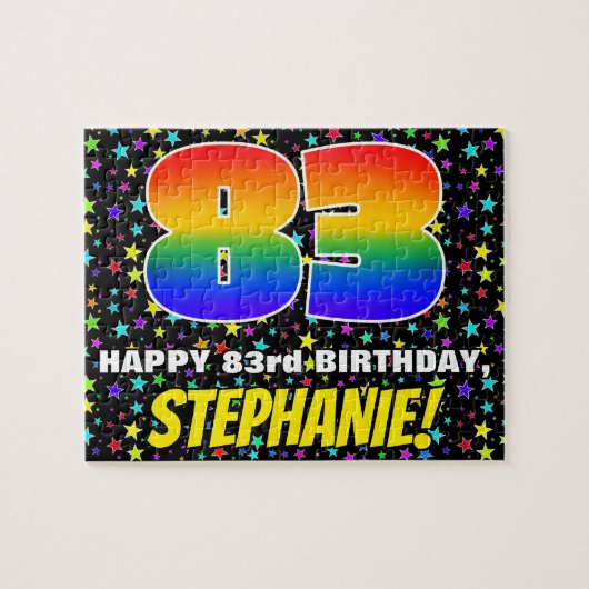 Puzzle 83e anniversaire — Motif de terrain amusant, color (Horizontal)