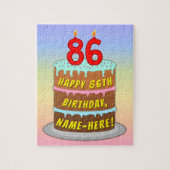 Puzzle 86e anniversaire : Fun Cake and Candles + Nom pers (Vertical)