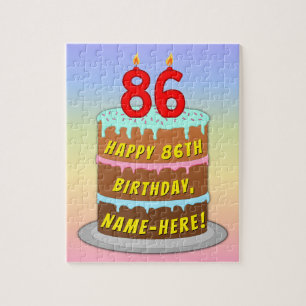 Puzzle 86e anniversaire : Fun Cake and Candles + Nom pers