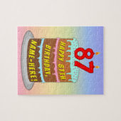 Puzzle 87e anniversaire : Gâteau et bougies amusants + No (Horizontal)