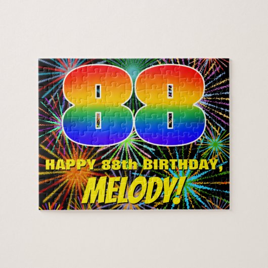 Puzzle 88e anniversaire : Feu d'artifice festif amusant e (Horizontal)