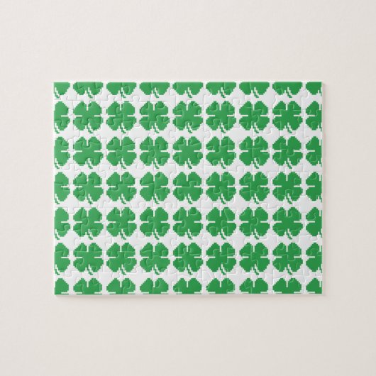 Puzzle 8 bits Pixel Lucky Four Leaf Clocher (Horizontal)