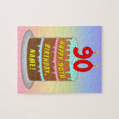 Puzzle 90e anniversaire : Fun Cake and Candles + Nom pers (Horizontal)