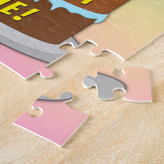 Puzzle 90e anniversaire : Fun Cake and Candles + Nom pers (Côté)