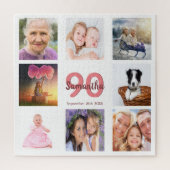 Puzzle 90e anniversaire photo collage femme blanc (Vertical)