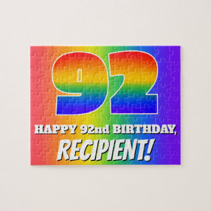 Puzzle 92e anniversaire — Motif arc-en-ciel multicolore “