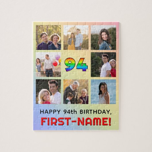 Puzzle 94e anniversaire : Arc-en-ciel amusant #, Nom pers (Vertical)