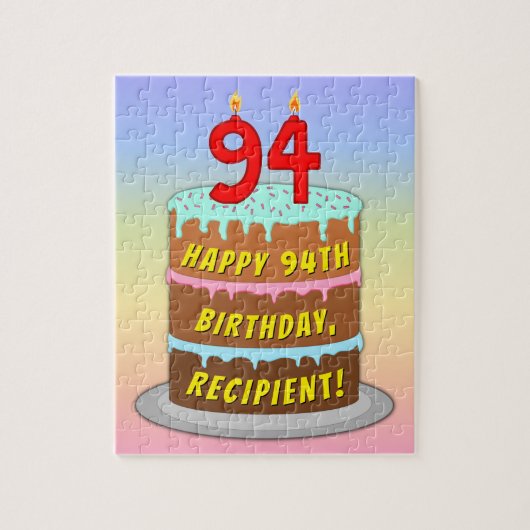 Puzzle 94e anniversaire : Fun Cake and Candles + Nom pers (Vertical)