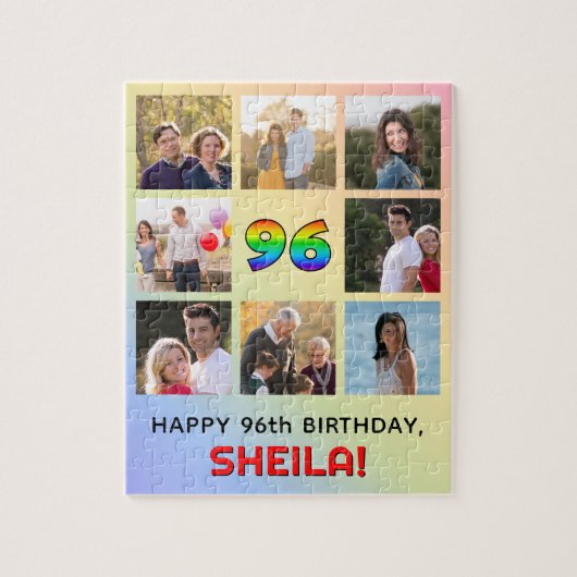 Puzzle 96e anniversaire : Arc-en-ciel amusant #, Nom pers (Vertical)