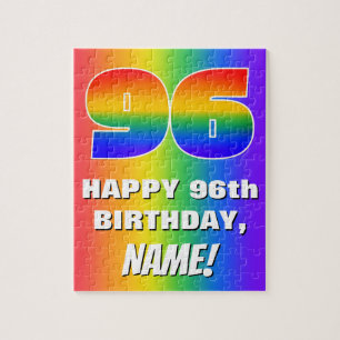 Puzzle 96e anniversaire : coloré, amusant Motif arc-en-ci
