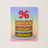 Puzzle 96e anniversaire : Fun Cake and Candles + Nom pers (Vertical)