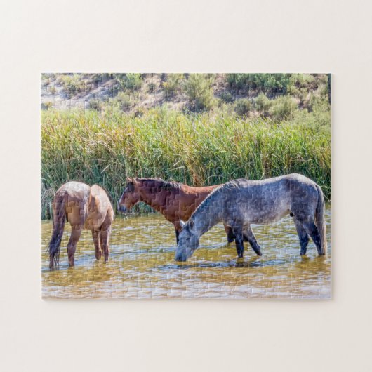 Puzzle 9715-Mustangs sauvages dans la rivière (Horizontal)