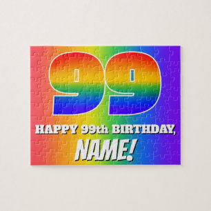 Puzzle 99e anniversaire — Motif Rainbow multicolore "99"